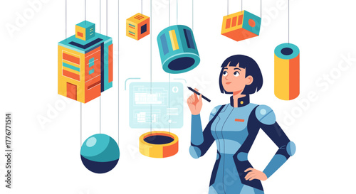 Futuristic Designer Contemplating Architectural Models for Innovative Projects Future Design