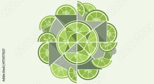 Geometric Lime Design Presents Freshness And Modern Flavors In Vivid Green Tones