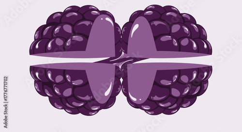Graphic Abstract Design Featuring Dark Berries and Geometric Purple Elements