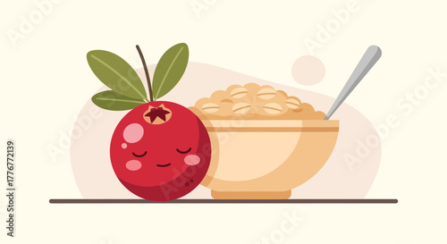 Healthy And Delicious Breakfast with Organic Cranberry and Hearty Oatmeal Meal