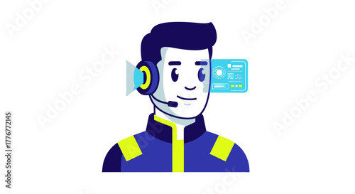 Futuristic Technician Employing Augmented Reality Interface With Innovative Technology in Action