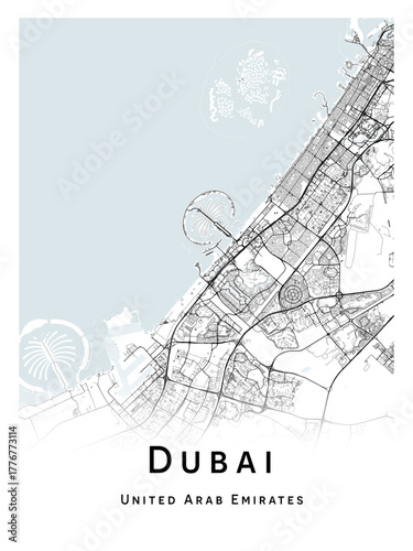 City map of the Dubai, United Arab Emirates - concept art.