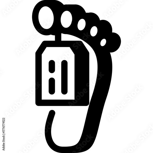 Toe tag icon, morgue identification or death record