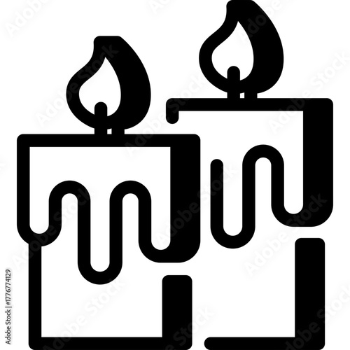 Burning memorial candles icon