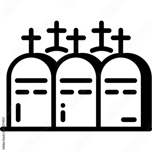 Cemetery with multiple gravestones icon