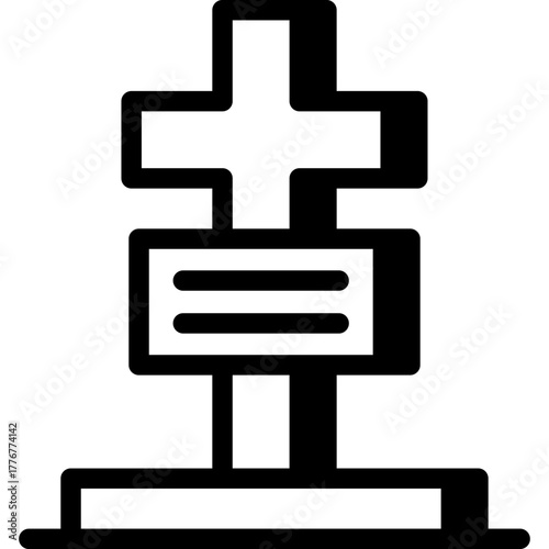 Memorial cross icon with plaque