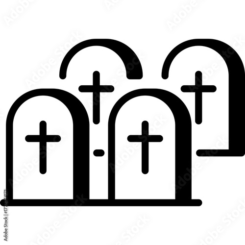 Cemetery with multiple gravestones icon