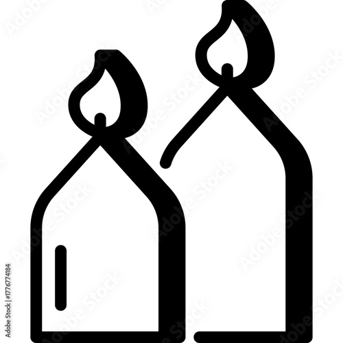 Pair of burning candles icon, mourning, memory, and peace