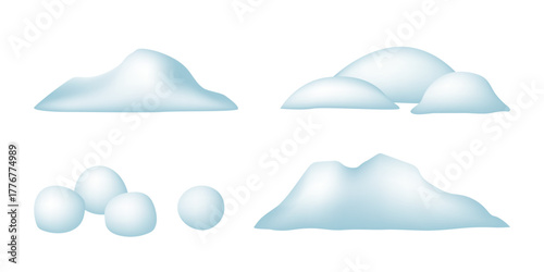 Snowdrifts and snowballs. Vector clipart isolated on white background.