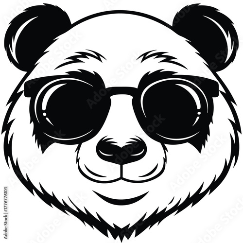 Cool Panda Mascot Vector, Sporting Stylish Sunglasses, Isolated on White Background