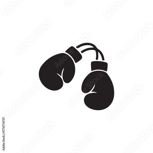 Pair of black boxing gloves floating minimalist design stark contrast silhouette
