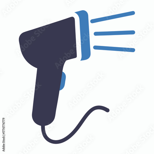 Electric handheld medical heat massager emits blue radiating beams for soothing pain relief