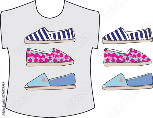Trendy Shoe Illustration Graphic T-shirt Design