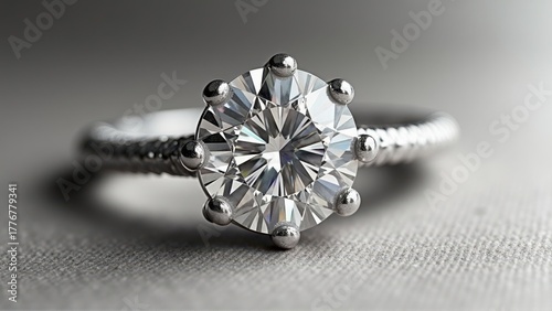 A white gold engagement ring with a round brilliant cut diamond