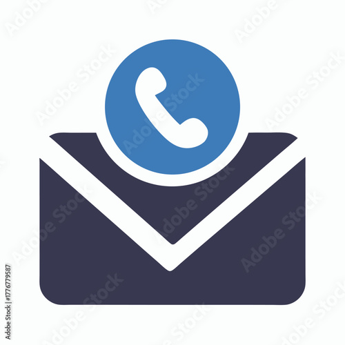 New message icon features a blue phone receiver placed above the dark envelope