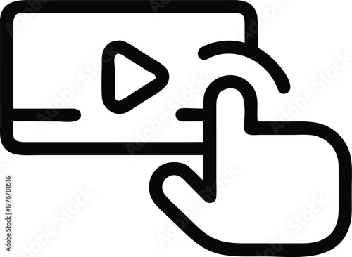 Play Button Touch Screen on White Background Minimalist Design