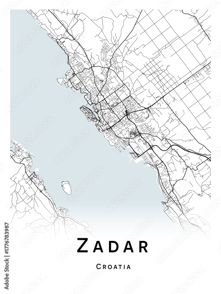 Obraz premium City map of the Zadar, Croatia - concept art.