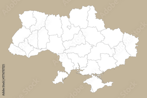 Vector graphic artwork suitable for print and web containing flat detailed map of independent UKRAINE