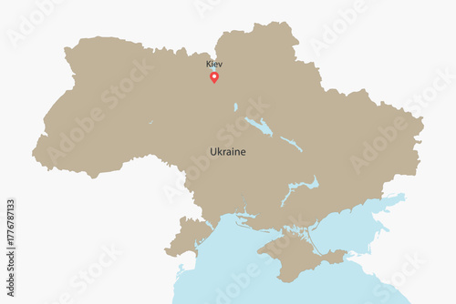 Vector graphic artwork suitable for print and web containing flat detailed map of independent UKRAINE