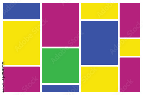 Vibrant Geometric Collage of Primary and Secondary Colors Bento grid system