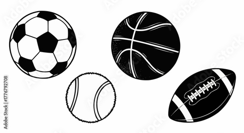 Get Active Clipart Featuring Soccer Ball, Basketball, Tennis Ball, and Football for Sports-Themed Designs and Inspiring a Healthy Lifestyle
