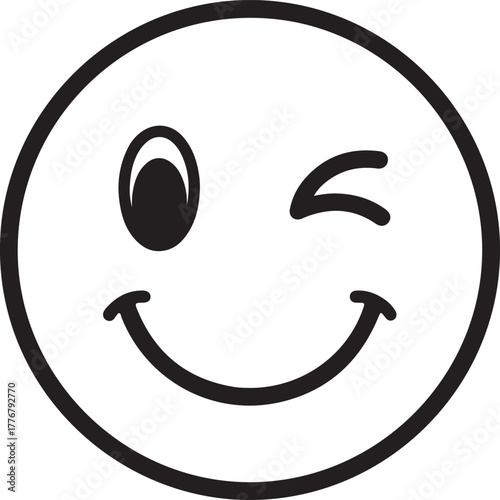 A simple black line drawing of a happy smiling face emoji icon