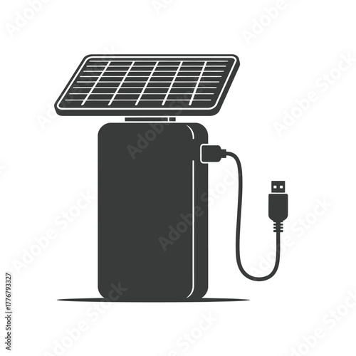 Vector illustration solar panel charging power bank for camping