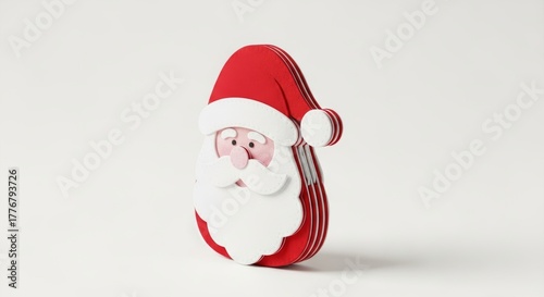 Felt Christmas Santa Claus photo on a solid white background, holiday graphic, Craft