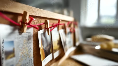 Detective evidence board red string connections photos suspects timeline investigation crime scene photographs newspaper clippings maps locations witness statements case files push