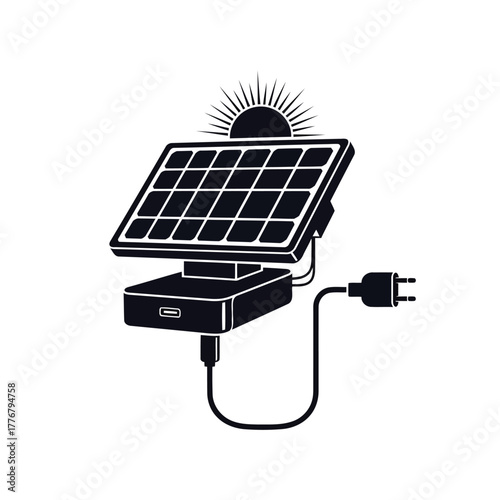Vector illustration solar panel with sun for renewable energy source