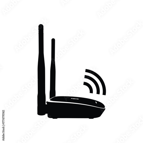 Vector illustration black silhouette of a wireless router