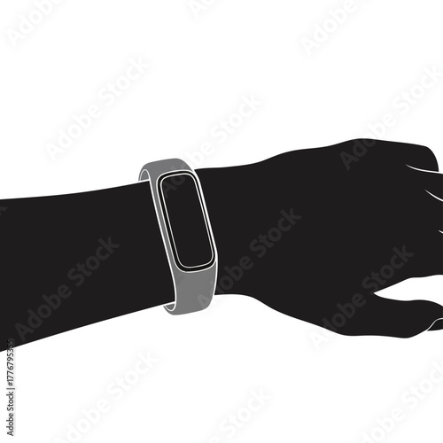 Vector illustration fitness tracker on wrist