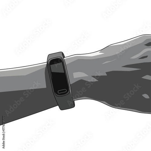 Vector illustration fitness tracker on a wrist