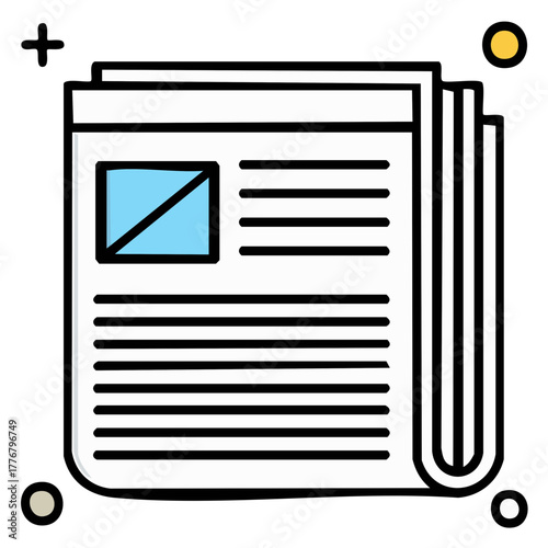 News Document Illustration for Global Updates and Informational Icon Design