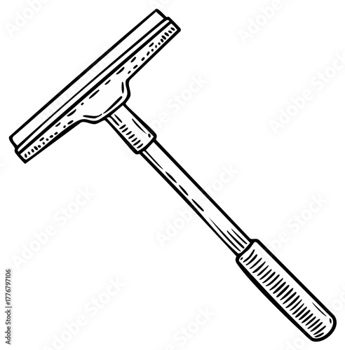 Hand Drawn Squeegee Illustration for Window Cleaning and Surface Care