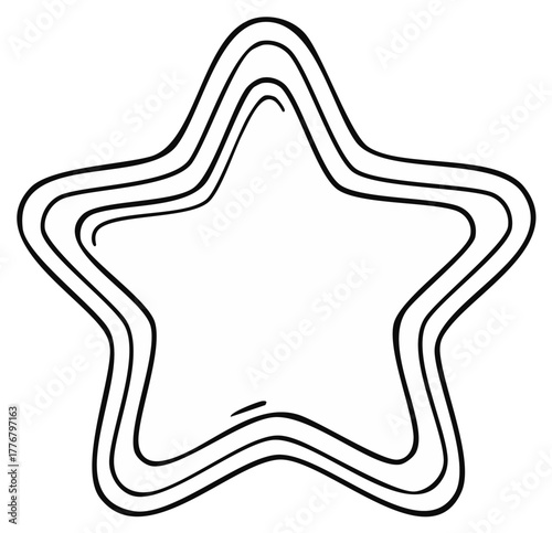 Stylized hand drawn star illustration with quirky uneven lines and multiple borders