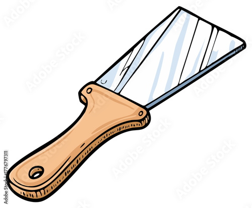 Hand Trowel Spatula With Wooden Handle Hand-drawn illustration Tool Equipment Item