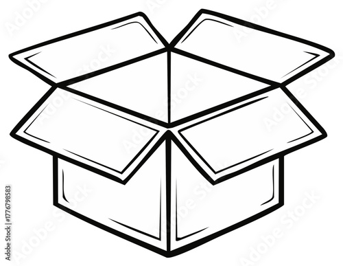 Open cardboard box illustration for shipping moving storage delivery and ecommerce