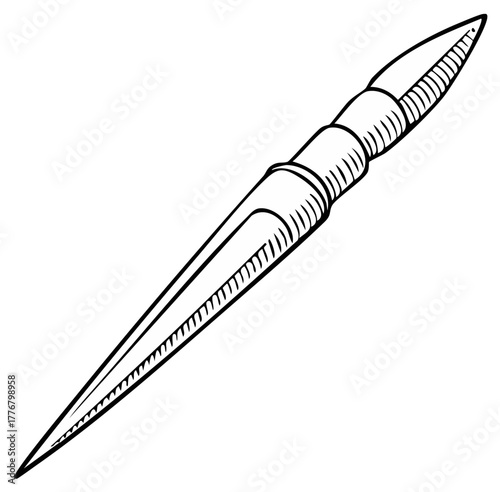 Elegant Hand Drawn Stylus Vintage Tool or Decorative Dart Line Art Illustration
