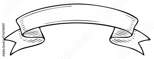 Drawn Ribbon Banner Vector Illustration, Decorative Design Element for Announcements