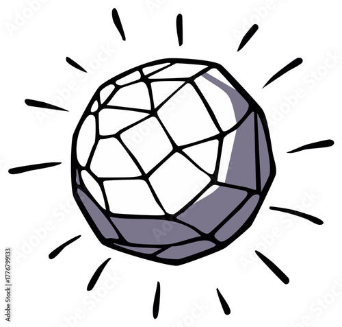 Stylized Gemstone with Light Rays Hand-Drawn Illustration