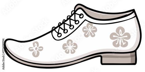 Vector illustration of a classic lace up shoe with a floral pattern
