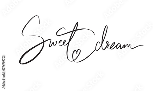 Sweet dream love heart shape black color object icon text font calligraphy hand written lettering script black color sweet dream love heart sleep night bedtime bedchember pillow beautiful evening cute