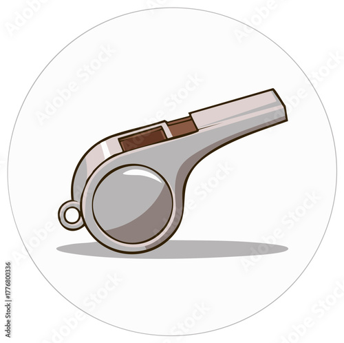 Grey sport whistle illustration representing coaching refereeing warning or safety