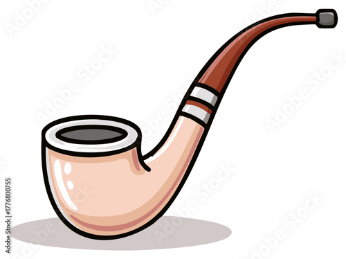 Classic briar smoking pipe with a curved stem and decorative band