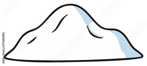 Simple cartoon drawing of a white snow pile or mound of flour
