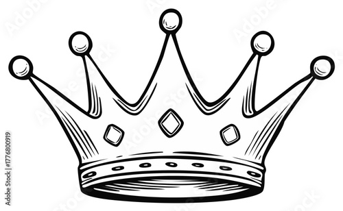 Hand Drawn Crown Illustration with Jewels and Orbs