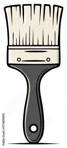 Illustration of a paint brush with gray handle and white bristles for painting