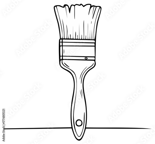 Paint brush outline icon for painting wall decor or applying color vector art