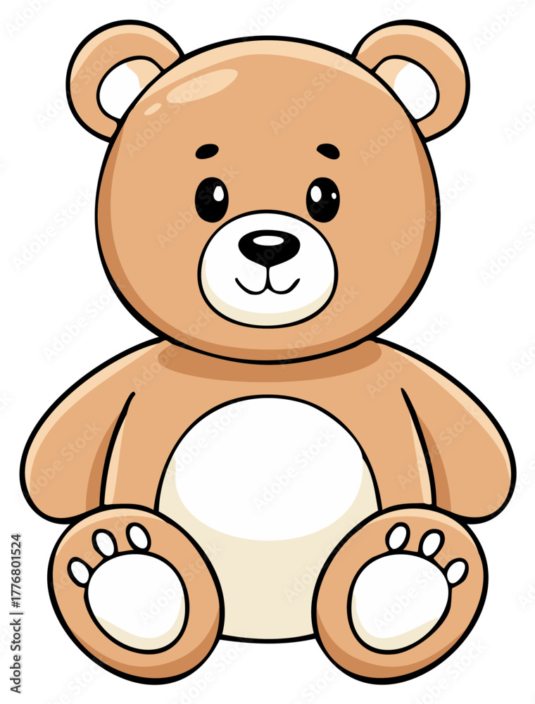 Fototapeta premium Cute Sitting Teddy Bear Toy Cartoon Character Illustration
